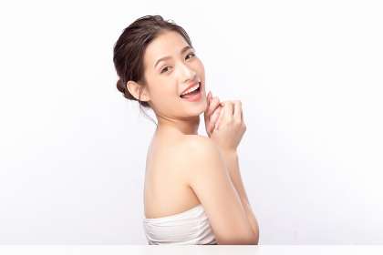 Portrait,Beautiful,Young,Asian,Woman,Clean,Fresh,Bare,Skin,Concept. microbiome kulit